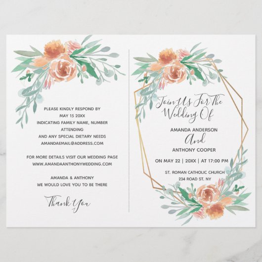 Alles in één rsvp, uitnodiging, ontvangst, details flyer (Voorkant)