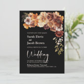 Alles in een rustieke bloem zwarte bruiloft kaart (Staand voorkant)