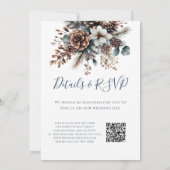 Alles in één rustieke Bloemen Pinecone QR Code Huw Kaart (Achterkant)