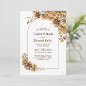 Alles in één rustieke bloemenboog bruiloft kaart (Staand voorkant)