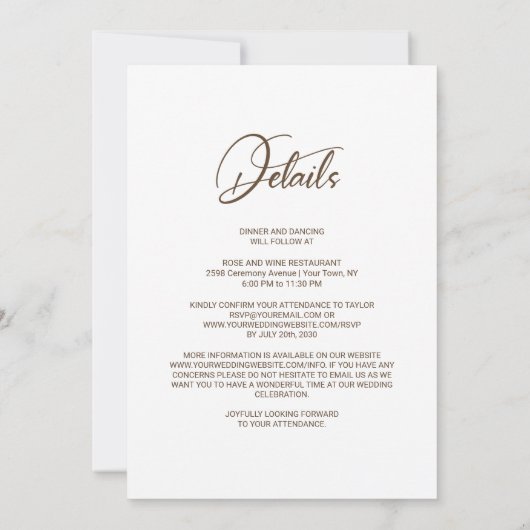 Alles in één rustieke bloemenboog bruiloft kaart (Achterkant)