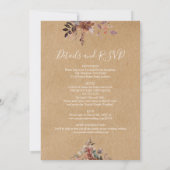 Alles in een rustieke bloemenherfst herfst bruilof kaart (Achterkant)