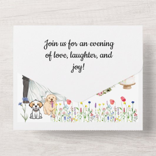 Alles in één rustieke bruiloft all in one uitnodiging (Achterkant)