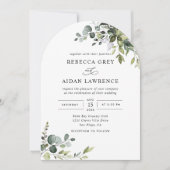 Alles in een rustieke eucalyptus groen boog bruilo kaart (Voorkant)