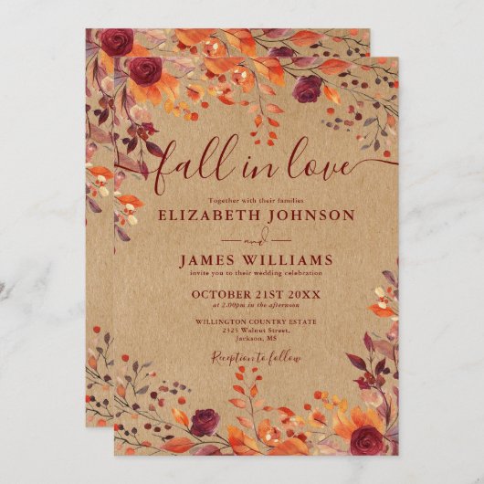 Alles in een rustieke Herfst in liefde bloemenbrui Kaart (Voorkant / Achterkant)