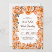Alles in één rustieke Oranje bloemenbruiloft Kaart (Voorkant)