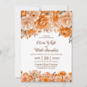 Alles in één rustieke Oranje bloemenbruiloft Kaart (Voorkant)