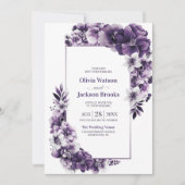 Alles in één rustieke Paarse bloemenbruiloft Kaart (Voorkant)