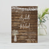 Alles in één rustieke QR Code Country Jar bruiloft Kaart (Staand voorkant)