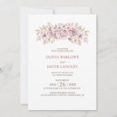 Alles in één rustieke roze bloemenbruiloft kaart (Voorkant)