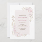 Alles in één rustieke roze bloemenbruiloft kaart (Voorkant)