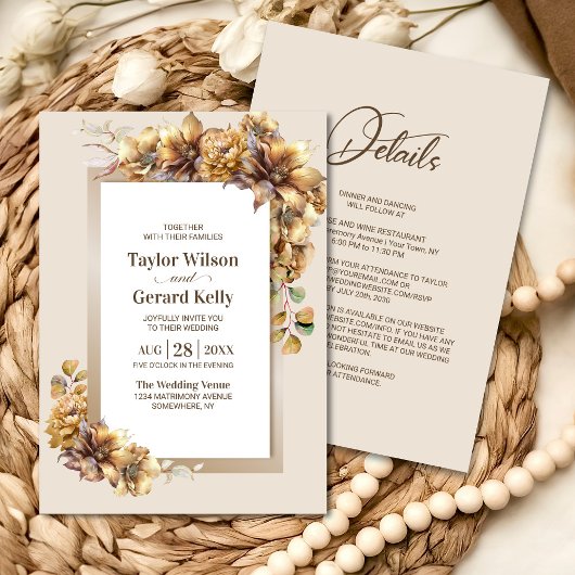 Alles in één rustieke verbrande Sinaasappel bloeme Kaart