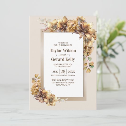 Alles in één rustieke verbrande Sinaasappel bloeme Kaart (Staand voorkant)