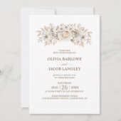 Alles in één rustieke witte bloemenbruiloft kaart (Voorkant)