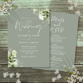 Alles in een Sage Groen Groen Bloemen Bruiloft Kaart