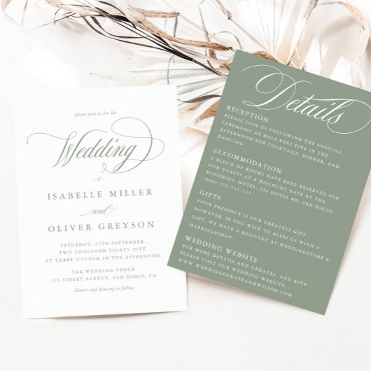 Alles in één Sage Groen Wit Eenvoudige Minimale Hu Kaart