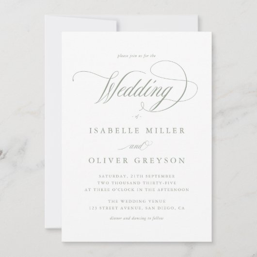 Alles in één Sage Groen Wit Eenvoudige Minimale Hu Kaart (Voorkant)