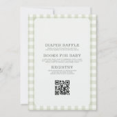 Alles-in-één saliegroene geruite babyshower kaart (Achterkant)