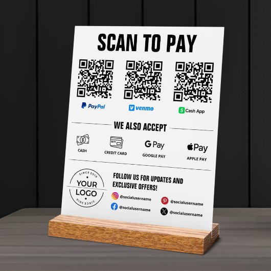 Alles-in-één scan naar PayPal-handtekening PayPal Acryl Bord