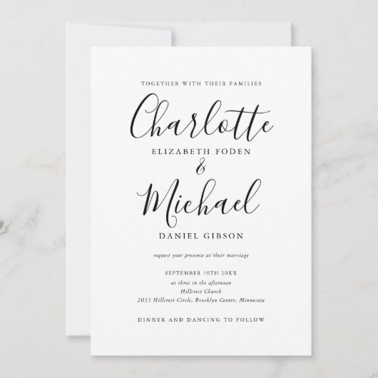 Alles in één simpele zwart-witverbinding kaart (Voorkant)