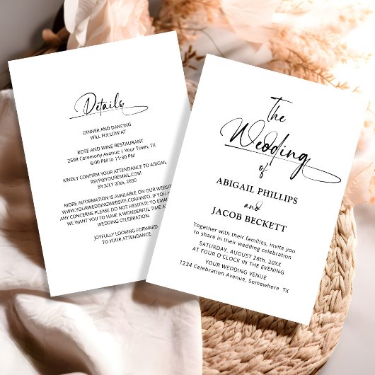 Alles in één stijlvolle minimalistische zwart witt kaart