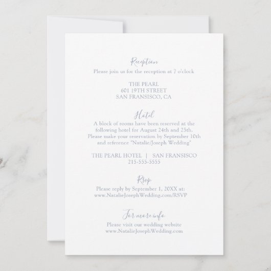 Alles in één stoffige blauwe minimalistische Boho  Kaart (Achterkant)