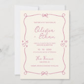 Alles in een stoffige roze hand getekende bruiloft kaart (Voorkant)