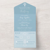 Alles in één uitnodiging Bloemenkruis Blauw Doopse (Binnen)