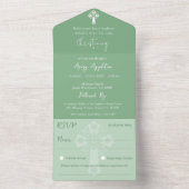 Alles in één uitnodiging Bloemenkruis Groen Doopse (Binnen)