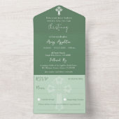 Alles in één uitnodiging Bloemenkruis Groen Doopse (Binnen)