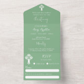 Alles in één uitnodiging Floral Cross Sage Green (Binnen)