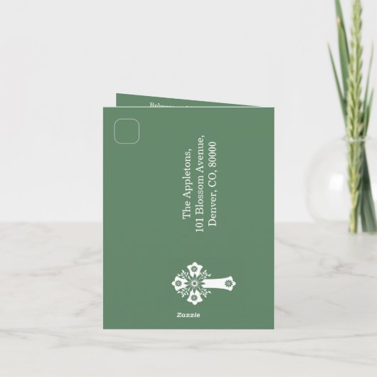 Alles in één uitnodiging voor de doop Cross Fern G (Achterkant)