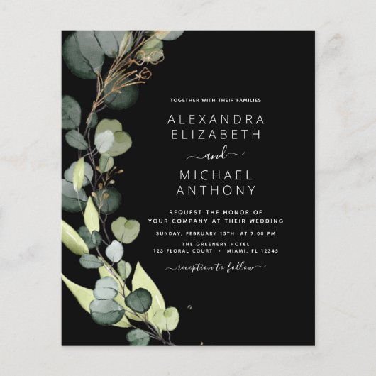 Alles in één uitnodiging voor een zwarte eucalyptu (Voorkant)