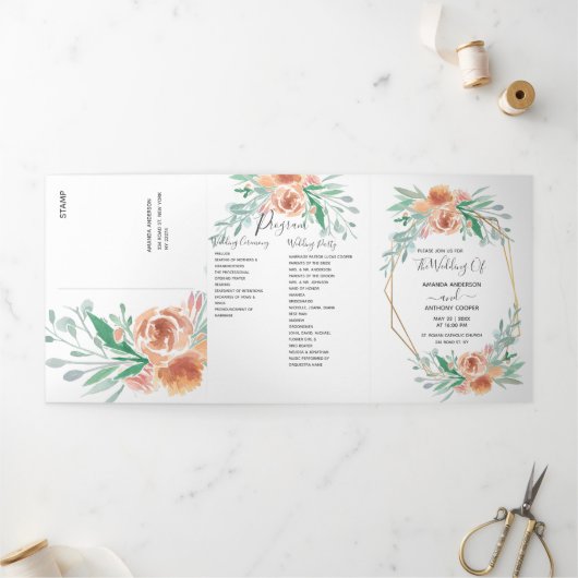 Alles in één uitnodiging voor Rsvp-details, recept (Buitenkant)