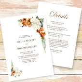 Alles in één verbrande Oranje witte bloemenbruilof Kaart