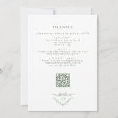 Alles in één Victoriaans Sage Green QR Code Weddin Kaart (Achterkant)