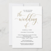 Alles in één W-RSVP en Gold Glitter Wedding Kaart (Voorkant)