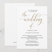 Alles in één W-RSVP en Gold Glitter Wedding Kaart (Voorkant / Achterkant)