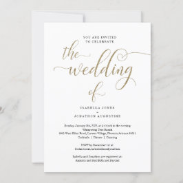 Alles in één W-RSVP en Gold Glitter Wedding Kaart