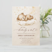 Alles in één wacht neutraal beige Baby shower Kaart (Staand voorkant)