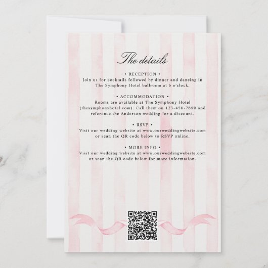 Alles in één Waterverf Regency Crest QR Wedding Kaart (Achterkant)