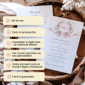 Alles in één Waterverf Regency Crest QR Wedding Kaart