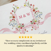 Alles in één Waterverf Regency Crest QR Wedding Kaart