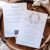 Alles in één Waterverf Regency Crest QR Wedding Kaart