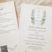 Alles in één Waterverf Regency Crest QR Wedding Kaart