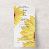 Alles in één Waterverf Sunflower Wedding Invite All In One Uitnodiging (Binnen)