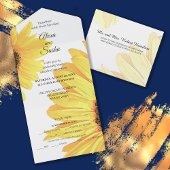 Alles in één Waterverf Sunflower Wedding Invite All In One Uitnodiging