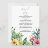 Alles in één Waterverf Tropical Flowers Wedding Kaart (Achterkant)