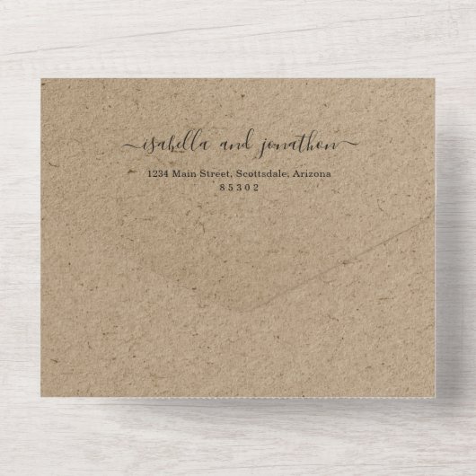 Alles in één weddenschap met RSVP en registratie All In One Uitnodiging (Achterkant)