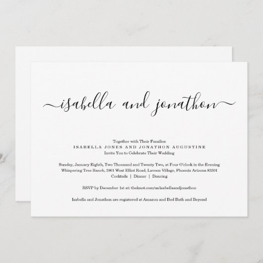 Alles in één weddenschap met RSVP en registratie Kaart (Voorkant / Achterkant)